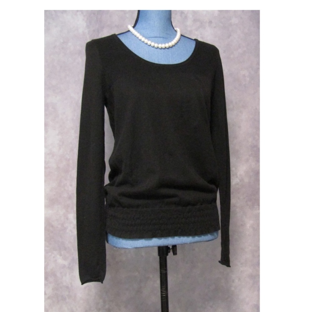 LOFT Black Knit Sweater Elastic Waist Size XS EUC
